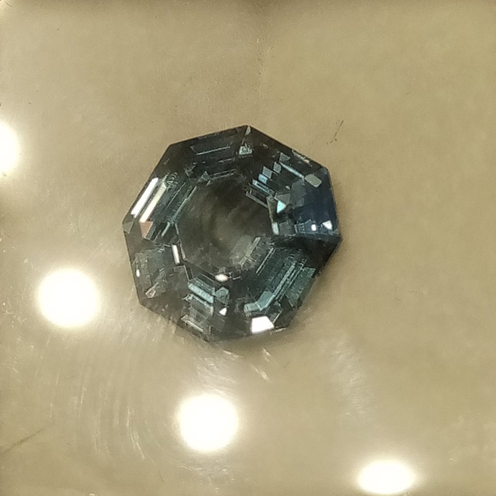 Extremely Rare 3.30 Ct Natural Gahnite Octagon Cut & Certificate - Picture 5 of 6